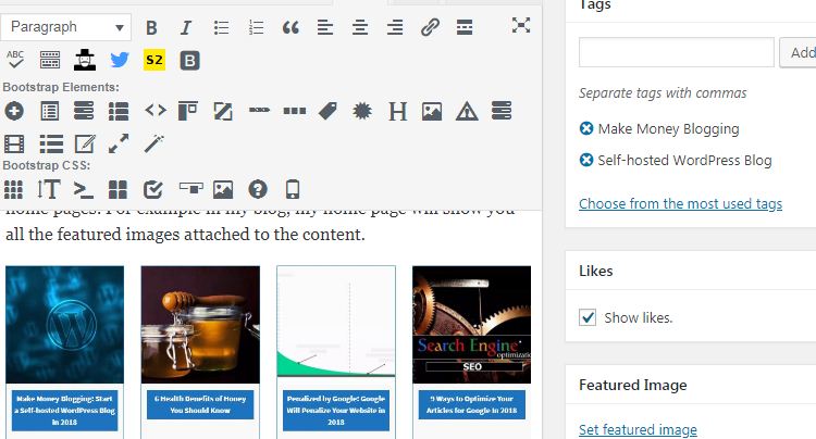 Featured image option make money blogging
