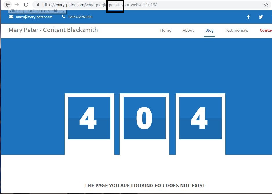 404 Error from incorrect url