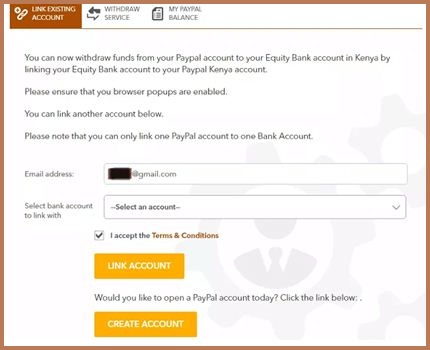 Select PayPal to Equity bank
