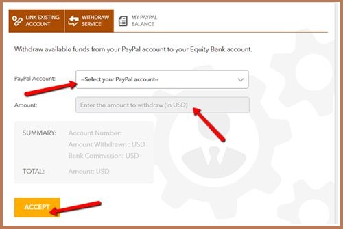 select PayPal to Equity Account