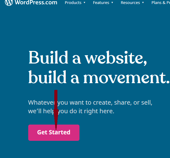 Get started icon : create a free WordPress website